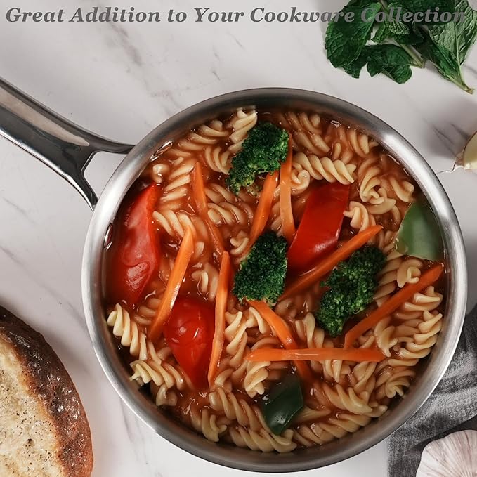 Saucepan Set with Lids,3-Ply Stainless Steel 2QT and 3QT Cooking Pot,Professional Grade Cookware,Induction Compatible