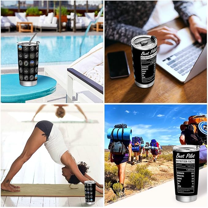 JUDIAN Aviation Gifts for Pilots - 20oz Tumbler Coffee Travel Mug From Daughter Son - Birthday Gift for Airplane Men