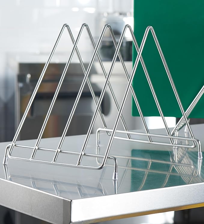 CURTA 4-Piece NSF 24" x 18" x 1/2" Multi-Colored Flexible Cutting Board Kit with Stainless steel Storage Rack, Color Coded Plastic Chopping Board with Anti Slip Surface Dishwasher Safe