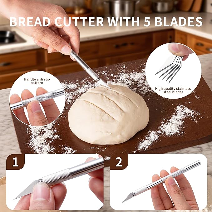 Complete Sourdough Starter Kit with Banneton Proofing Basket & Dough Scraper – All-in-One Bread Baking Set for Homemade Artisan Sourdough