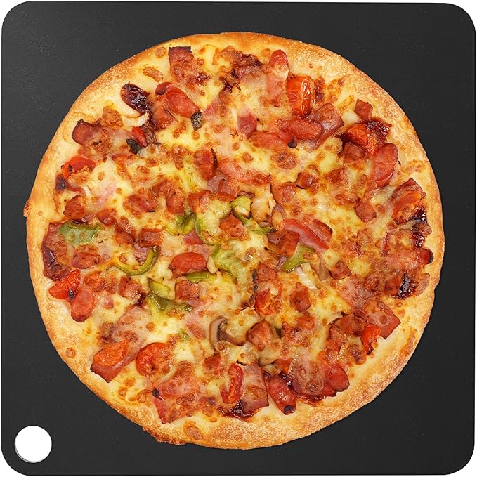 1MORE Pizza Steel for Oven,13"x13"Steels Pizza for Grill,1/4" Thick Pre-Seasoned Pizza Cooking Steel for Artisan Pizza, Bread, BBQ Restaurant-Quality Crisp Crust | Perfect for Oven Baked