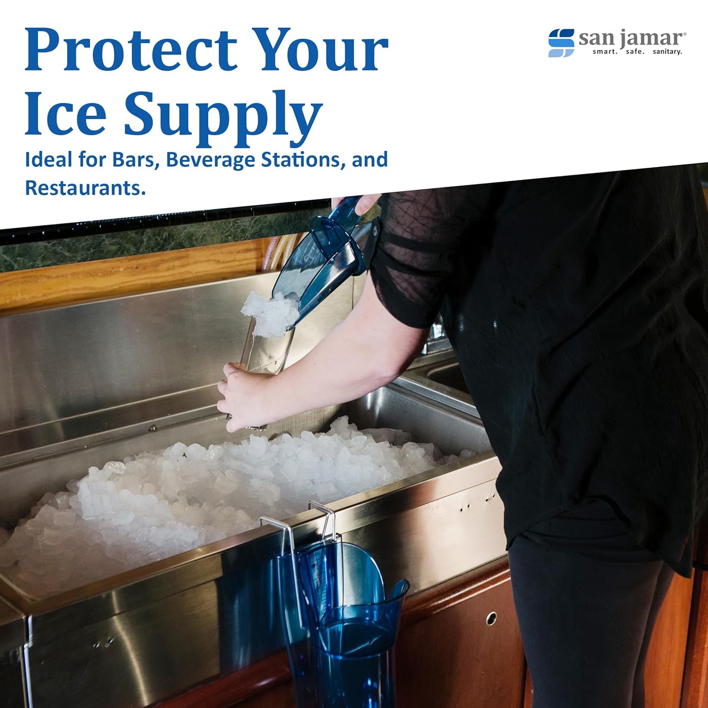 Carlisle FoodService Products SI5000 Polycarbonate Saf-T-Scoop and Guardian System, 6oz to 10oz, for Bar and Beverage Station, Blue