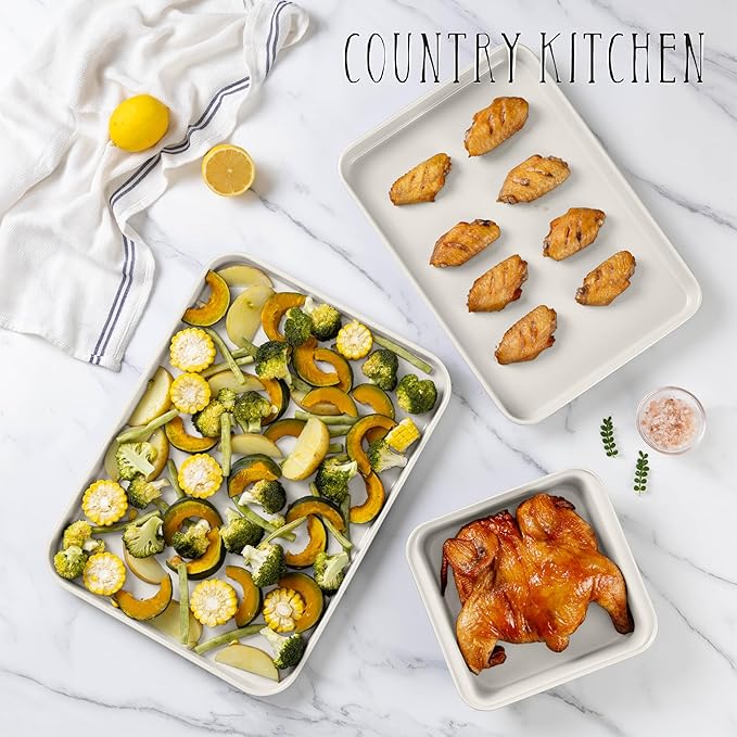 Country Kitchen Nonstick Stackable Bakeware Set - Durable, Easy Release Baking Set, Sage, 13 Pcs