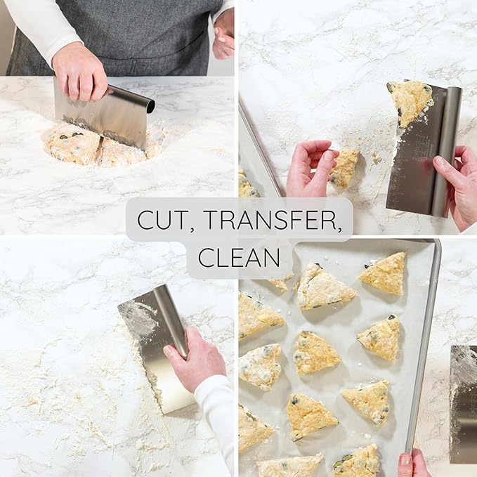 Bakerpan Stainless Steel Heavy Duty Dough Cutter, 3 Size Set - Metal Bench Scraper Kitchen Utensils, Chopper, Pizza and Pastry Cutter Tool, 10, 8, 6 Inch