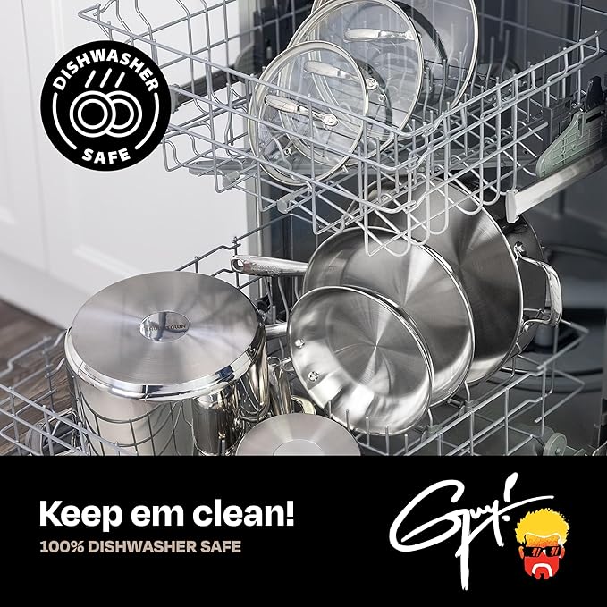 Guy Fieri's Flavortown 10.3" Stainless Steel Frying Pan - Tri-Ply Base with Stainless Stay Cool Handles, Oven Safe up to 500°F, Induction Cooktop Compatible, Versatile Cookware for Every Kitchen