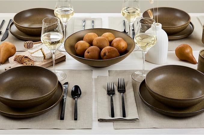 Solino Home Linen Natural Placemats Set of 4-100% Pure Linen Placemats 14 x 19 Inch for Fall, Autumn, Thanksgiving, Christmas, Holiday - Fete