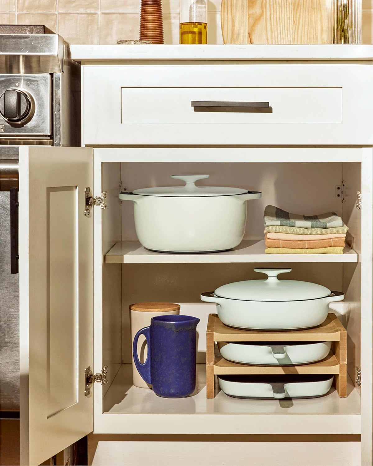 Caraway Enameled Cast Iron Grill Pan - 10.5” Grill Pan for Stovetop Cooking - 3 Layer Enamel Coating - No Seasoning Required - Compatible With All Stovetops - Free From Forever Chemicals - Cream