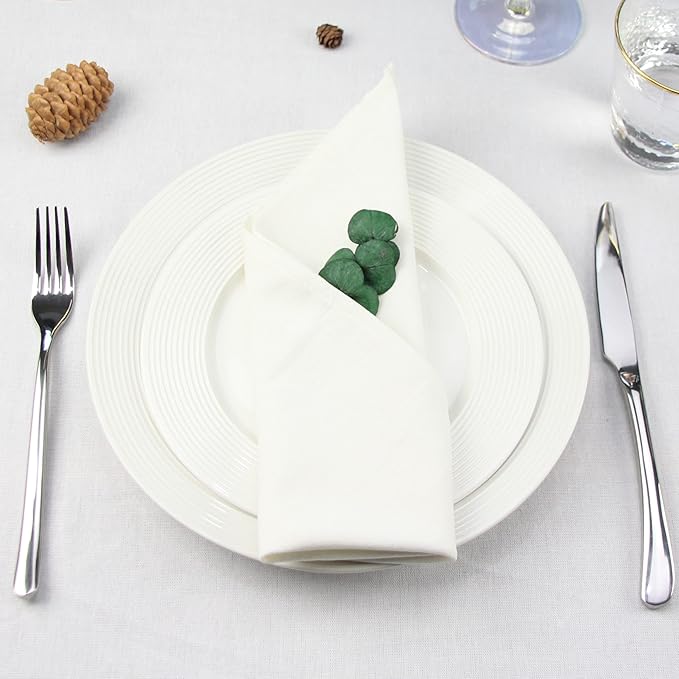 Solid Color Linen Blended Thin Dinner Cloth Napkins - Set of 12 (40 x 40 cm) - for Easter Events & Home Use (Multi Yellow)