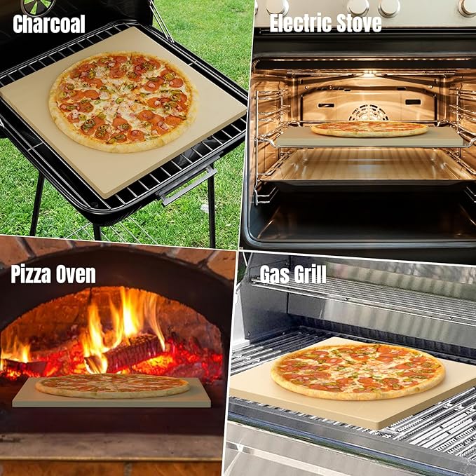 Pizza Stone for Oven 16" x 16" Pizza Stone for Grill Heavy Duty Cordierite Baking Stone for Grill, Ideal for Baking Different Sizes of Pizzas or Bread - Includes Scaper