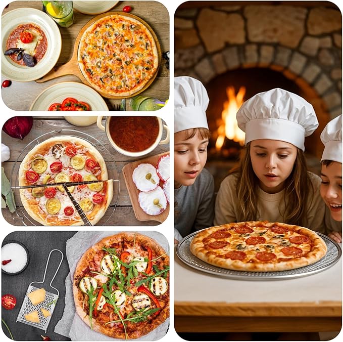 6 Pcs Aluminum Alloy Pizza Screen, 12 Inch Pizza Tray Pizza Pan for Oven Round Pizza Crisper Pan Pizza Baking Screen for Home Kitchen, BBQ, Seamless