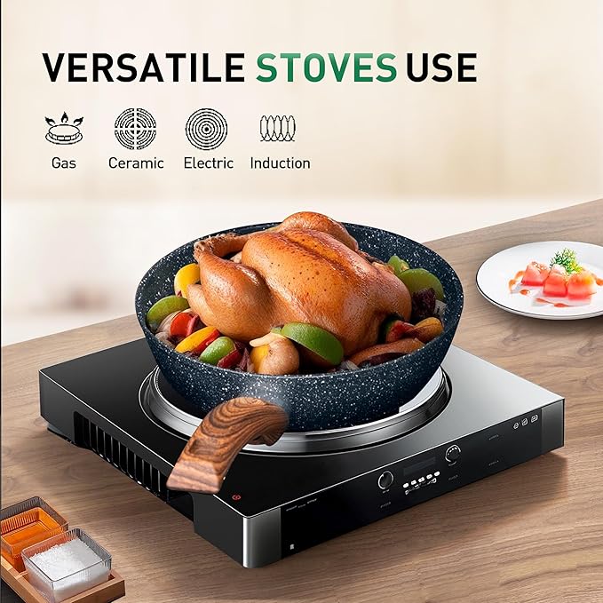 MAISON ARTS Pots and Pans Set Non Stick, Kitchen Cookware Sets Nonstick, 12 Piece Granite Cooking Pot and Pan for Induction, Stovetop, Blue