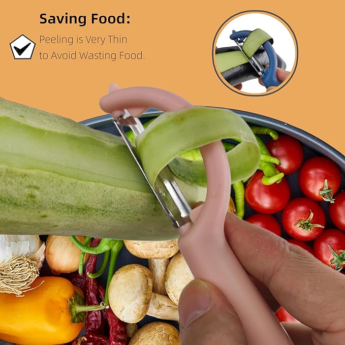 Trez Treamer 6-Piece Vegetable Peelers for Kitchen,Stainless Steel Apple Peeler Set for Veggie Carrot Fruit Zucchini Cucumber Peeler Sharp Potatoes & Potato Peeler Bulk with Non-Slip Handle (P)