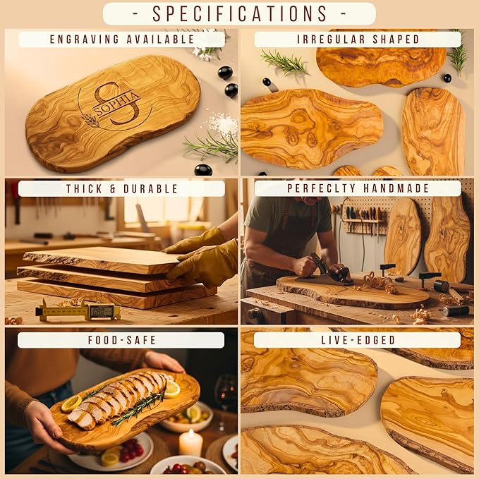 Personalized Olive Wood Cutting Board - Custom Engraved Charcuterie Boards, Housewarming, New Home, Gifts for Women, Friends, Wedding, Bridal Shower, Engagement, Christmas, Anniversary, Family