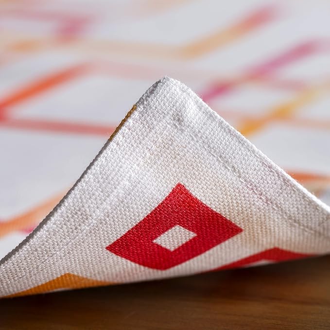 Maison d' Hermine Placemats Set of 4 100% Cotton Washable Cloth Place Mats, Reusable Table Mats for Kitchen Dining Decoration, Party, Wedding, Restaurant Spring/Summer (Summer Maze, 13" x 19")