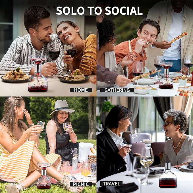 SOUL ONE Wine Decanter, Personal Portable Decanter(365ml), 100% Lead-free, Wine Gift, Wine Accessories, for Business Trip, Picnic,Sharing with Friends and Solitary Moment