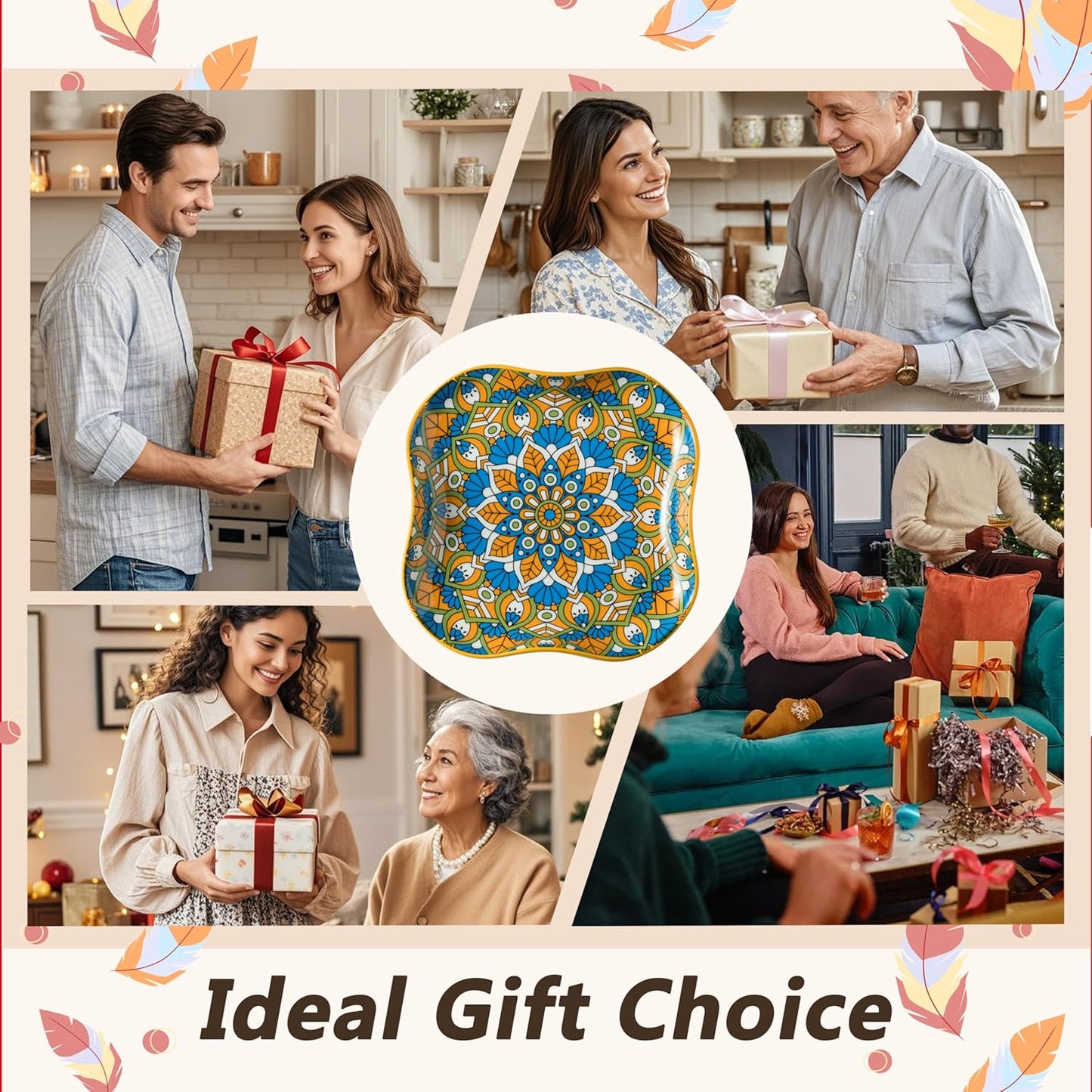 Spoon Rest for Stove Top, Ceramic Spoon Holder for Kitchen Countertop, Coffee Spoon Rest, Large Cooking Spatula Holder for Spoons, Ladles or Tongs, Bohemian Decor, Orange-colored boho Style