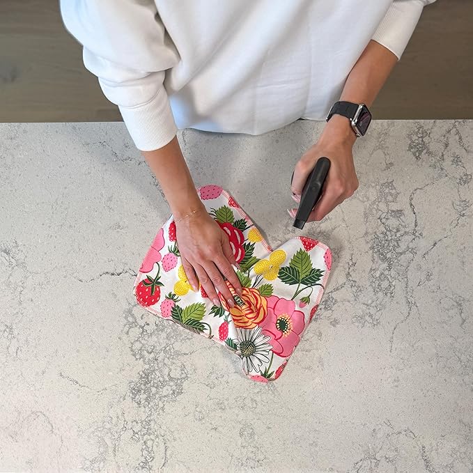 Reusable Paper Towels - 10 Pack - Roll of Washable Cotton Cloth Paper Towels - Paperless Reusable Napkins Cloth Washable - Absorbent + Long Lasting - Zero Waste Products - (Strawberry)