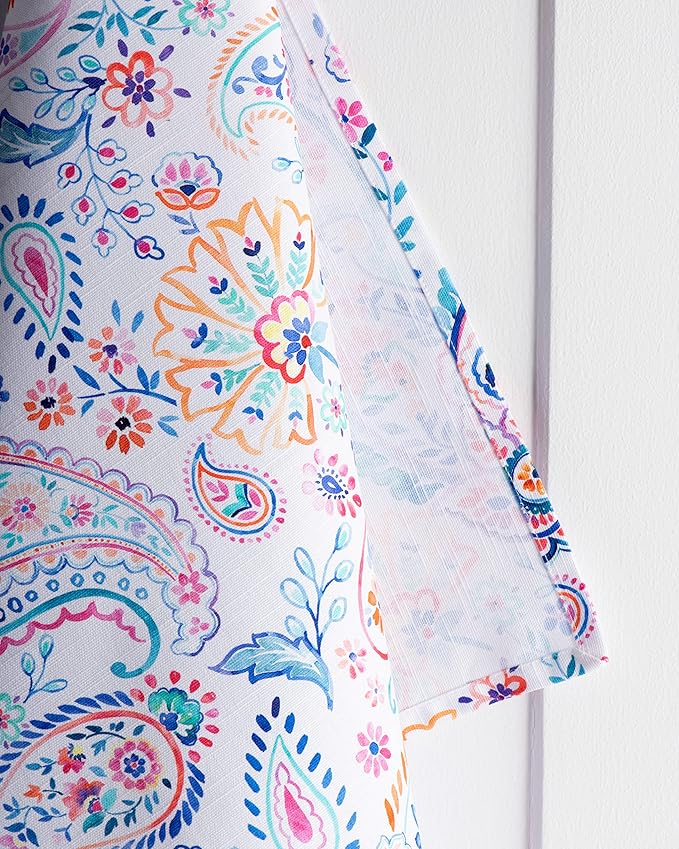 Maison d' Hermine Kitchen Towels Set of 3 100% Cotton 27.50" x 20" Reusable Cloth Tea Dish Towels Absorbent with Hanging Loop for Kitchen, Home, Dining, Cocktail Parties Spring/Summer (Indian Floral)