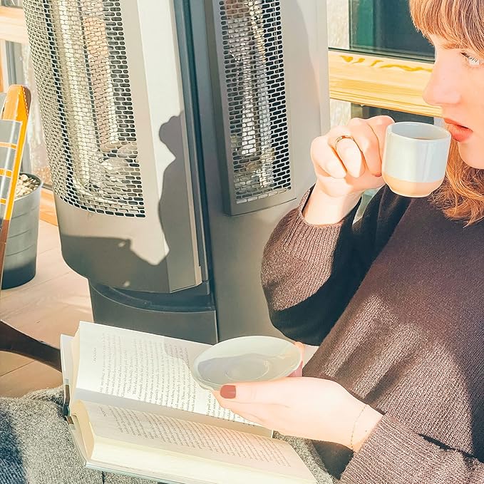 Mora Ceramic Mini Espresso Cups Set of 4, 3oz - Tiny Italian Inspired Mugs With Saucers For Small Shots of Coffee - Modern Boho Style For Any Kitchen or Cafe. Microwave Safe Porcelain - Asstd Neutrals