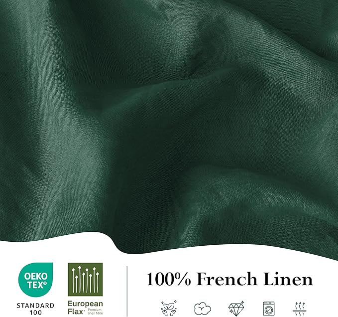 Linen World Linen Tablecloth, 100% French Linen Green Tablecloth 55" x 55" Inch, Washable Square Tablecloth for Dining, Outdoor, Weddings and Restaurants, Decorative Valentine Easter