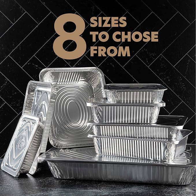 PLASTICPRO 10 Pack Aluminum Pans 9'' X 13" Disposable Pans with Covers Heavy Duty 10 lb Foil Pans for Baking and Cooking