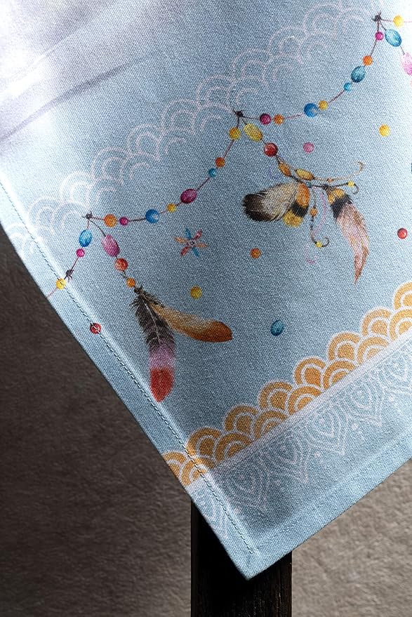 Maison d' Hermine Kitchen Towels Set of 3 100% Cotton 27.50" x 20" Reusable Cloth Tea Dish Towels Absorbent with Hanging Loop for Kitchen, Home, Dining, Cocktail Parties Spring/Summer (Ibiza - Blue)