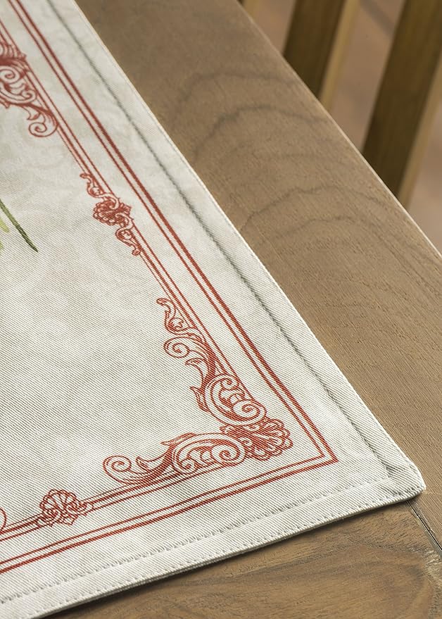 Maison d' Hermine Placemats Set of 4 100% Cotton Washable Cloth Place Mats, Reusable Table Mats for Kitchen Dining Decoration, Party, Wedding, Restaurant Spring/Summer (Campagne, 13" x 19")