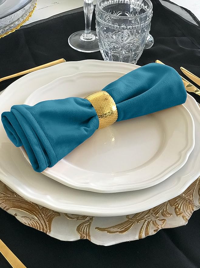 Ruvanti Cloth Napkins Set of 6, 18x18 Inches Napkins Cloth Washable, Soft, Durable, Absorbent, Cotton Blend. Table Dinner Napkins Cloth for Hotel, Lunch, Restaurant, Wedding Parties - Teal
