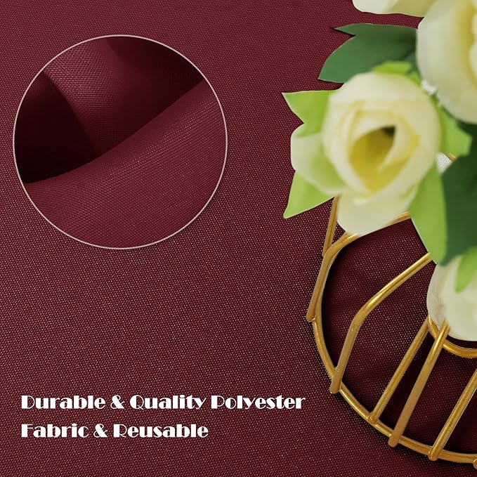 sancua Rectangle Tablecloth - 70 x 108 Inch - Stain and Wrinkle Resistant Washable Polyester Table Cloth, Decorative Fabric Table Cover for Dining Tables, Buffet Parties and Camping, Burgundy