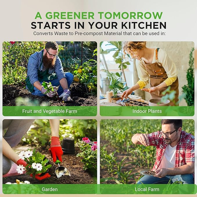 Nutrichef 3L Electric Kitchen Composter - Compost’s Organic Material & Food Scraps | Countertop Automatic Compost Bin | Dry, Crush, & Cooling Functions | Perfect for Kitchens & Apartments | White