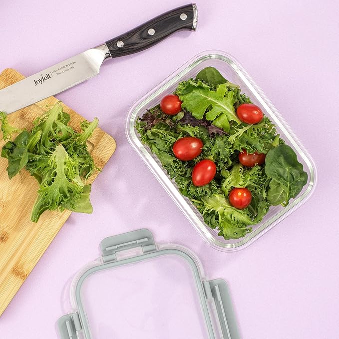 JoyJolt 24pc Borosilicate Glass Storage Containers with Lids | 12 Airtight/Freezer Safe Food Storage Containers for Pantry and Kitchen | Meal Prep Container for Lunch | Glass meal Set