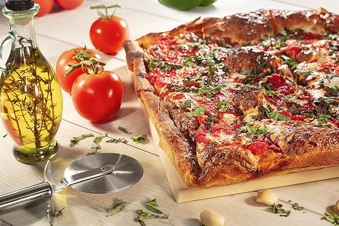 CucinaPro Pizza Stone for Oven, Grill, BBQ- Extra Thick 5/8" Cordierite Rectangular Baking Stone for Better Cooking- 16" x 14" Pan- Holds High Temp For Crispy Crust- Kitchen Essential Must Have Gift