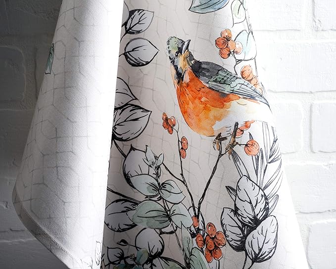 Maison d' Hermine Kitchen Towels Set of 3 100% Cotton 20" x 27.5" Reusable Cloth Tea Dish Towels Absorbent with Hanging Loop for Kitchen Thanksgiving Christmas Decorations (Whitish Shabby Chique)