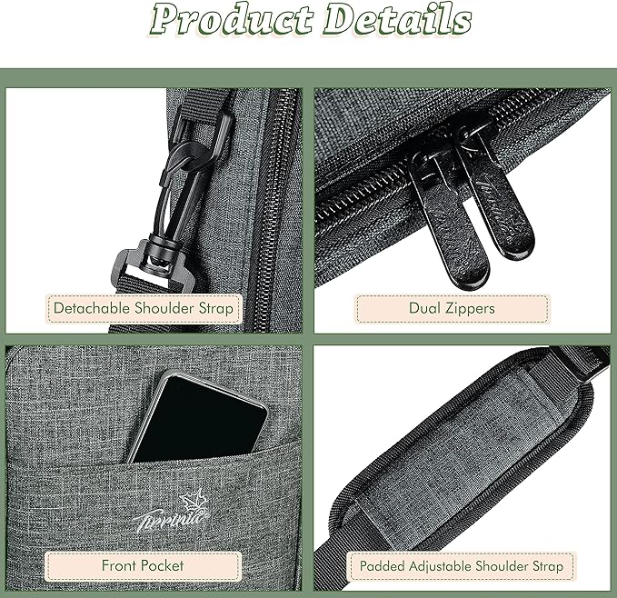 Tirrinia Insulated 2 Bottle Wine Gift Tote Bag - Tumbler Glass Cooler Carrier for BYOB Restaurants, Tasting, Travel, Park, Beach - Great Wine Lover Gift, Charcoal