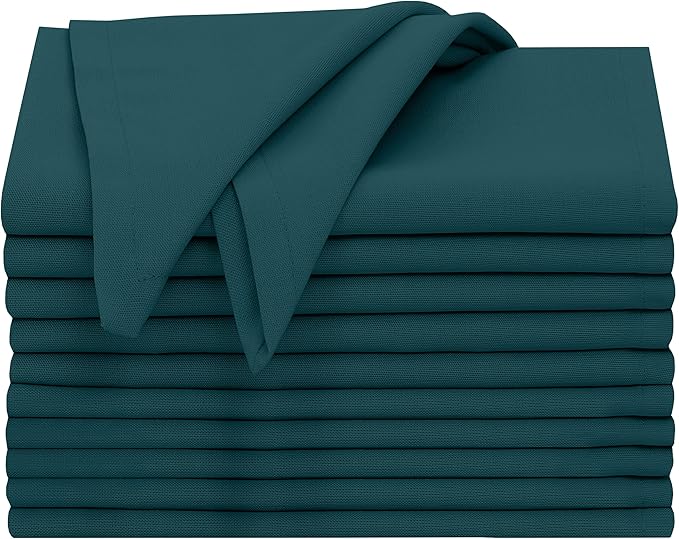 Ruvanti Cloth Napkins Set of 12, 18x18 Inches, 100% Cotton, Washable, Soft & Absorbent, Perfect for Wedding, Christmas, Thanksgiving Dinners - Deep Teal