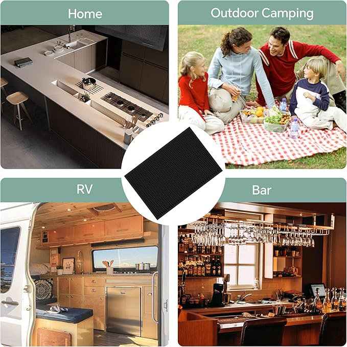 2 Pack Bar Mat, Home Bar Tool Drying Mats, Bar Accessories for The Home Bar Set 18''x12''(Black) for Bars, Outdoor Camping, Bar for Home