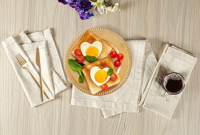 Hausattire Cloth Dinner Napkin Flax Fall Hemstitched Mitered Corner 20x20 Inch Natural Thanksgiving Decorative Soft Durable Table Linen Napkins Ideal for Halloween, Christmas, Cocktail Parties