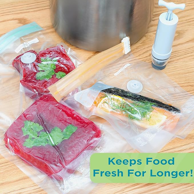 Home Logic Vacuum Sealer Reusable Bags – Freezer, Microwave & Sous Vide Safe Food Storage – 12 Gallon Bags, 10.5 Inch Width