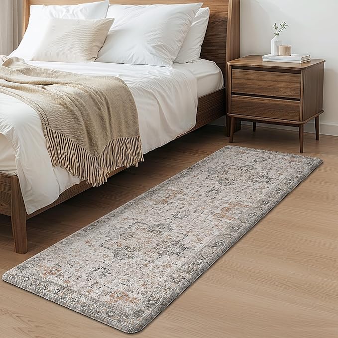 GENIMO Kitchen Mats for Floor 2PCs, Washable Anti Fatigue Mat for Cushioned, 23.6"x71"+20" x 32", Waterproof Kitchen Rugs, Non Slip Comfort Standing Mat Rug for Home, Sink, Laundry, LightTaupeBrown