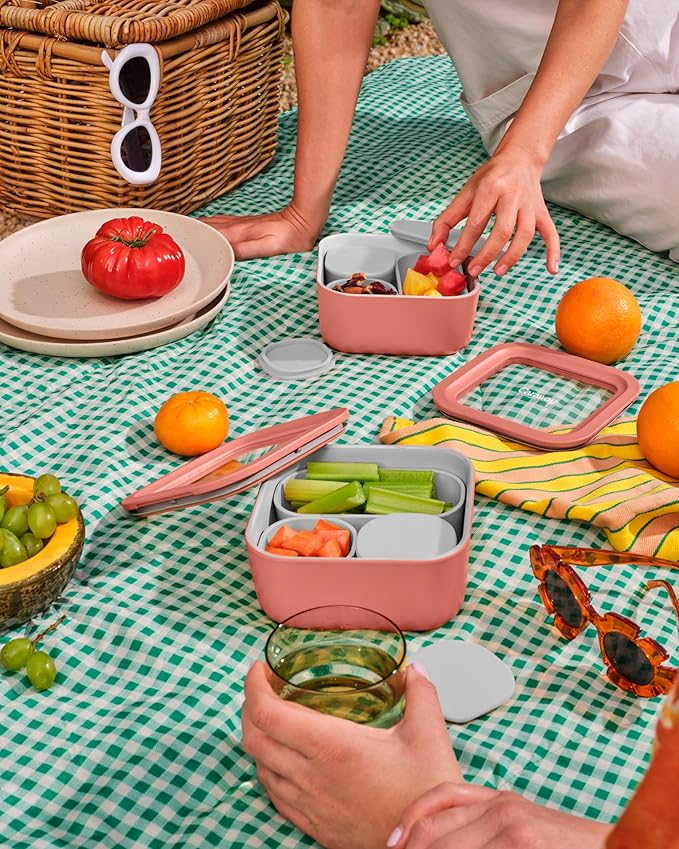 Caraway 6pc Glass Food Storage Set – 4.4 Cup Food Containers (6) - Ceramic Coated - Non Toxic, Non Stick with Lids - Microwave Safe - Navy