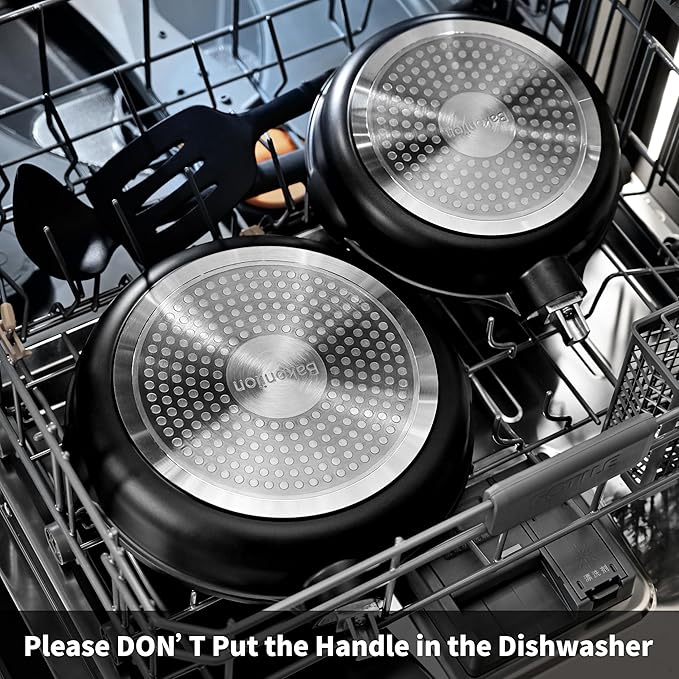 8 Inch and 12.5 Inch Smart Nonstick Frying Pan Set with Removable Handles,Cast Aluminum and Anti-Scratch Sauté Pans,Compatible with All Stovetops,Dishwasher and Oven Safe