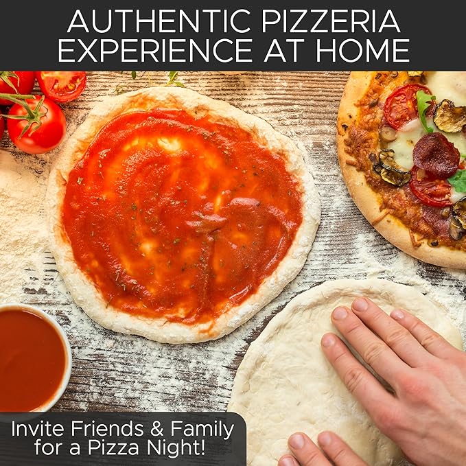 Cook With Color Electric Indoor Pizza Oven – Crispy Crust Countertop Pizza Maker, Heats up to 800˚F, 12 Inch Ceramic Stone, Dual Temperature Control Knobs, Bamboo Peel Included, Gunmetal Grey