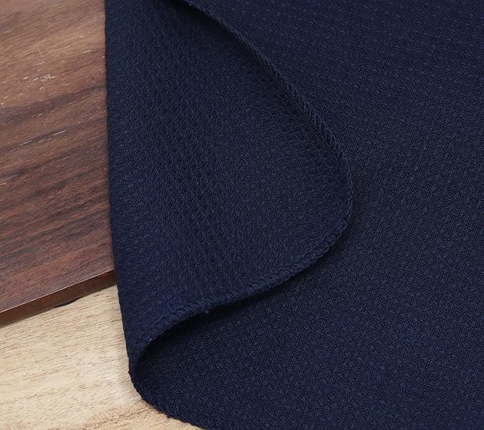 PurpleEssences Dish Cloths and Dish Rags - 8 Pack Waffle Weave Solid Kitchen Dish Wash Cloths, 100% Cotton, 12 x 12 Inches, Ultra Soft Absorbent Quick Drying - Christmas Holiday Winter - Navy Blue