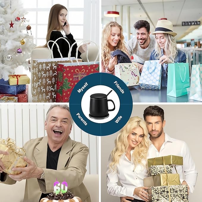 Smart Temperature Control Mug, 13 Oz Premium Ceramic Coffee Cup with 15W Wireless Charger, Charges Phones, Matte Black