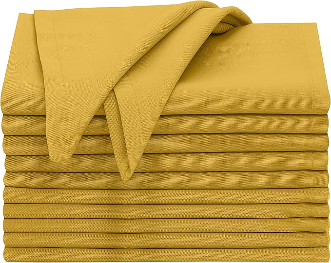 Ruvanti Cloth Napkins Set of 12, 18x18 Inches, 100% Cotton, Washable, Soft & Absorbent, Perfect for Wedding, Christmas, Thanksgiving Dinners - Spicy Mustard