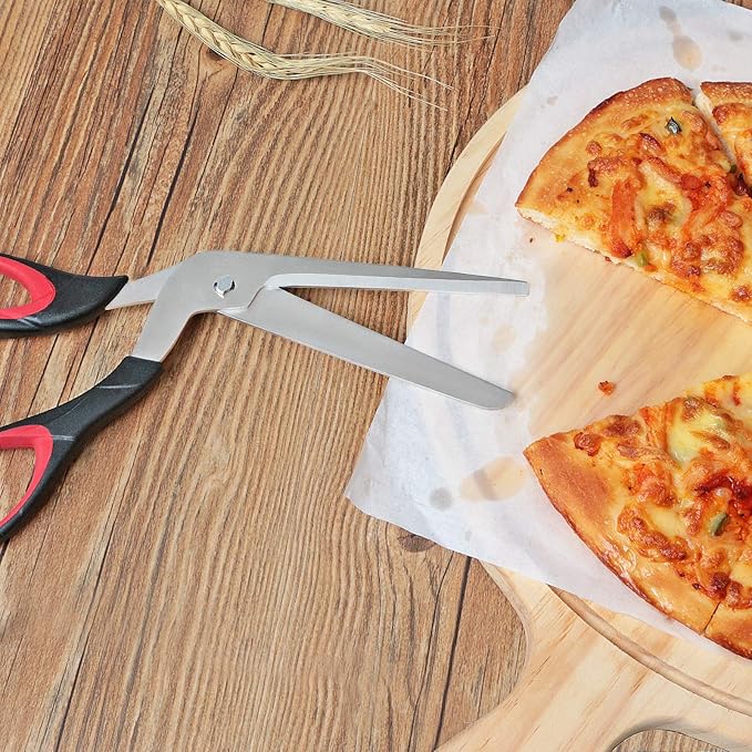 Pizza Scissors, Pizza Cutter with Ultra Sharp Detachable Blade and Ergonomic Soft Grip, 10.3Inch, Black&Red