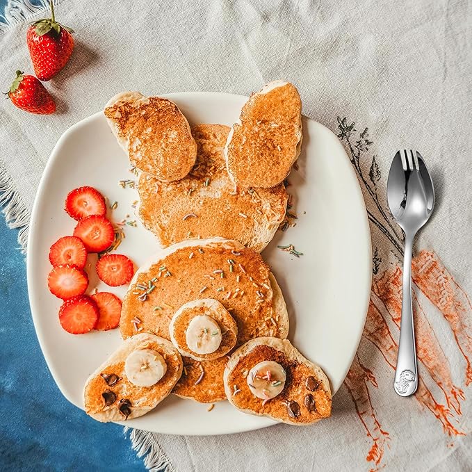 Alata Mini Sporks, 4-Pack Food-grade Stainless Steel Mini Sporks for Kids, 5.7 Inches Salad Forks For Dessert, Ice Cream, Salad, Soup, Noodle, Spaghetti, Dishwasher Safe