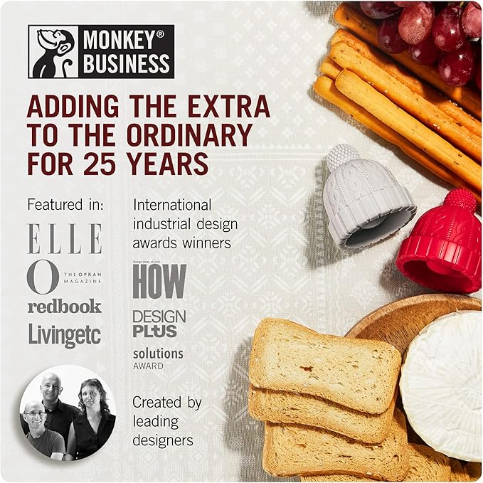 Monkey Business Beanie Wine Stopper, Pack of 3, Cute Wine Accessories, Fun Kitchen Gadgets, Wine Stoppers for Wine Bottles, Knit-Beanie-Shaped Wine Bottle Stopper w/a Pom-Pom