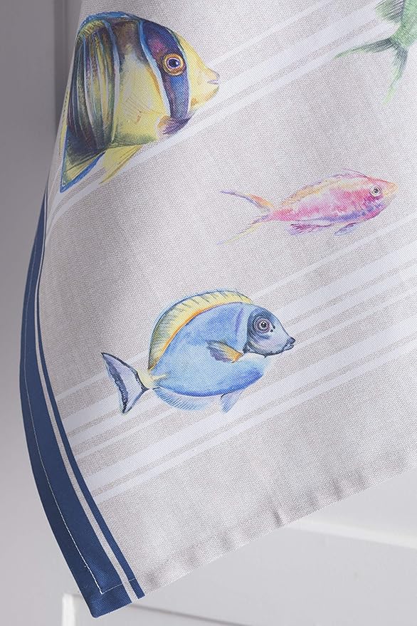 Maison d' Hermine Kitchen Towels Set of 3 100% Cotton 27.50" x 20" Reusable Cloth Tea Dish Towels Absorbent with Hanging Loop for Kitchen, Home, Dining, Cocktail Parties Spring/Summer (Poisson)