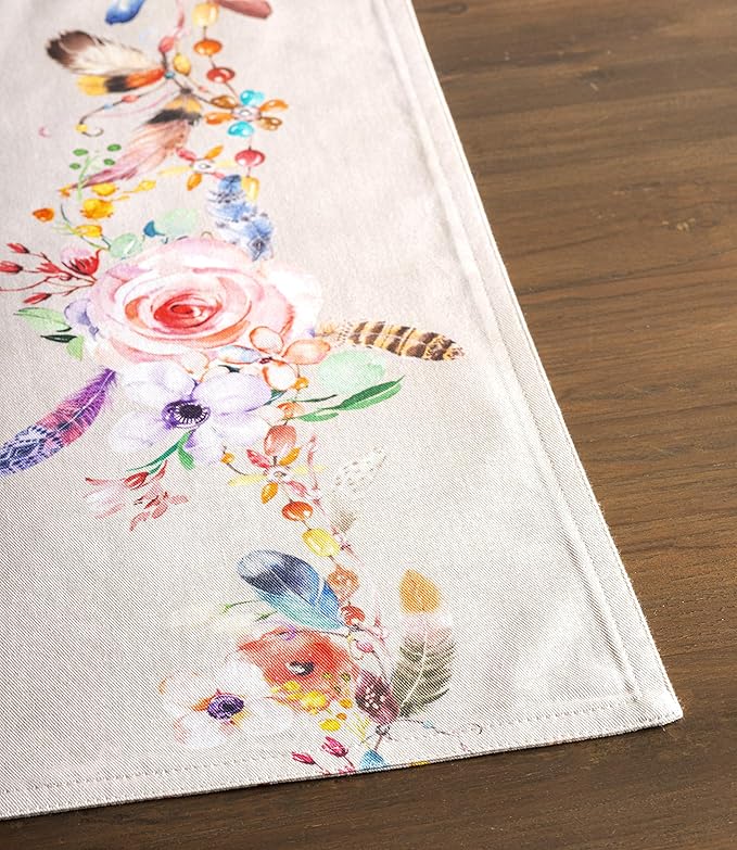 Maison d' Hermine Placemats Set of 4 100% Cotton Washable Cloth Place Mats, Reusable Table Mats for Kitchen Dining Decoration, Party, Wedding, Restaurant Spring/Summer (Ibiza - Beige, 13" x 19")